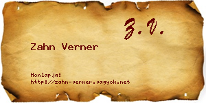 Zahn Verner névjegykártya
